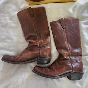 Dan Dino Brown Leather Square Tip Boots, 10.5, Made In USA, ALL OFFERS WELCOME